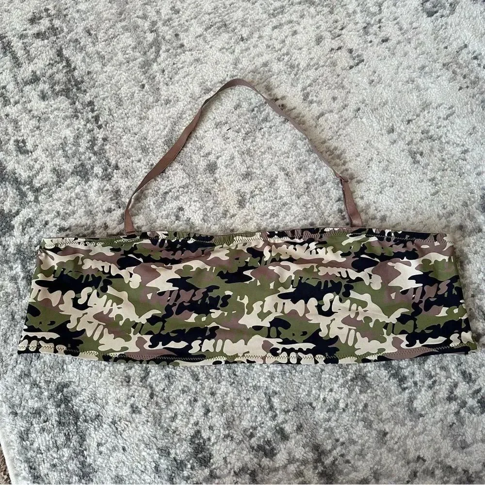 SKIMS Signature Swim Bandeau Bikini Top In Skims Logo Camo Print